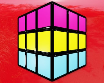 Pansexual Flag Puzzle Cube Art - Vibrant Color Vinyl Decal Sticker