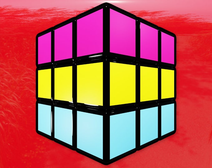 Pansexual Flag Puzzle Cube Art - Vibrant Color Vinyl Decal Sticker