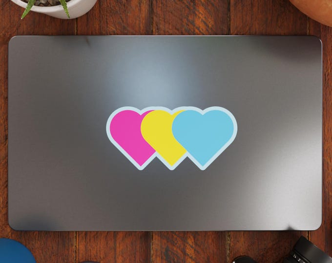 Pansexual Flag Hearts Vinyl Decal Sticker – Subtle Pride Gift for Cars, Laptops, Windows – Durable, Weatherproof, Easy to Apply