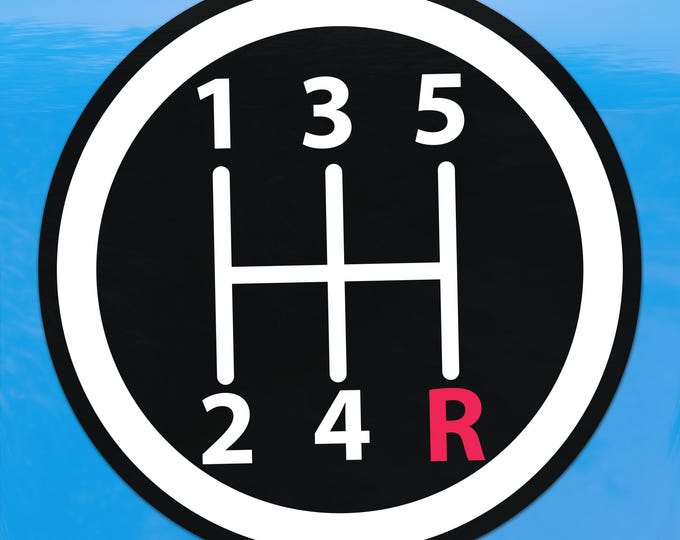 5-Speed Shift Pattern Sticker – Dark Color Manual Transmission Stick Shift Vinyl Decal for Cars, Laptops, and Windows