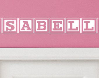 Isabella Baby Block Name Bedroom Closet Door - 30 inch wide Wall Vinyl Decal Decorative Art