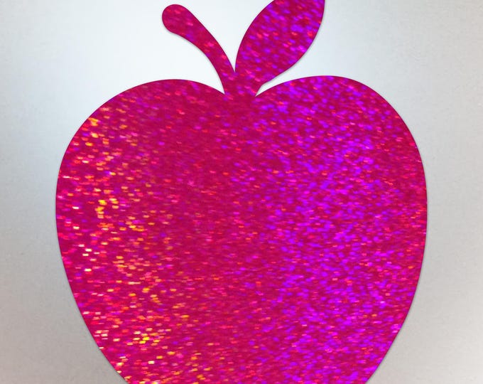 Pink Sparkle Glitter Apple Shaped Decal – Vinyl Sticker Compatible with MacBook Neo - Compatible with All Models