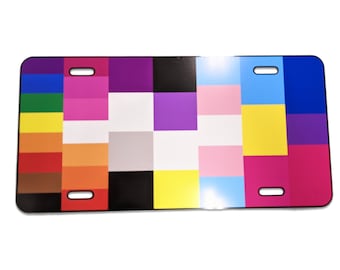 Plaid Pride Flag Bisexual Pansexual Transgender Non Binary Asexual Lesbian Rainbow - Vibrant Color Aluminum License Plate