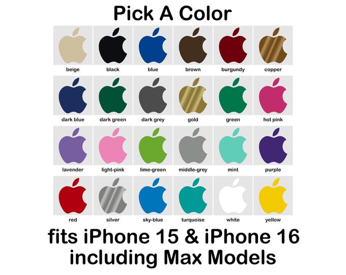 Logo Color Swap Sticker for iPhone Apple Color Changer Decal - Vinyl Decal Sticker - Pick a Color for iPhone 15 and iPhone 16 including Max