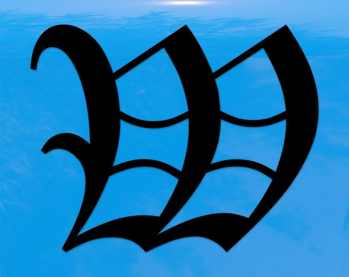Old English Letter W Sticker - Vinyl Decal for Indoor & Outdoor Use on Cars, ATV, Boats, Windows and More