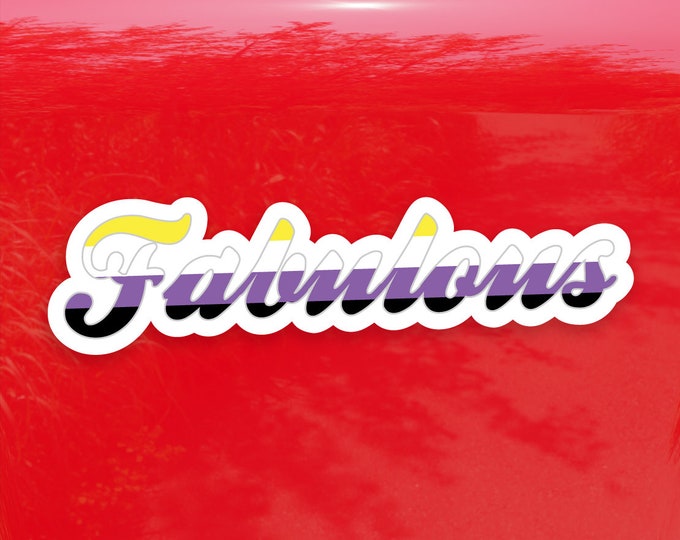 Fabulous Calligraphy Non Binary Pride Flag - Vibrant Color Vinyl Decal Sticker