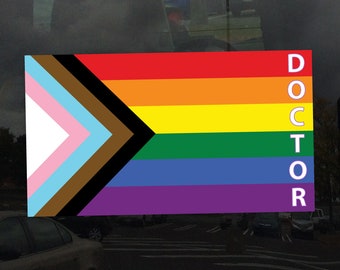 Doctor Progress Pride Flag LGBTQ POC Transgender Flag Medical Personnel - Vibrant Color Vinyl Decal