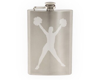 College High School Varsity Cheerleader Spirit Version 2 - Etched 8 Oz Stainless Steel Flask