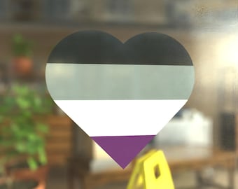 Heart Asexual Pride Flag LGBTQ+  Vibrant Static Cling Window Cling - Indoor and Outdoor!