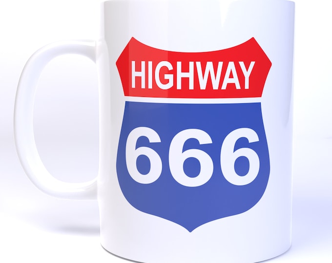 Highway 666 Highway to Hell - 11 Ounce Ceramic Coffee Mug Teacup