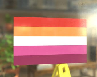 Lesbian Flag Pride Flag 5 Bars Color  - Vibrant Color Static Cling Window Cling - Use Indoor and Outdoor!
