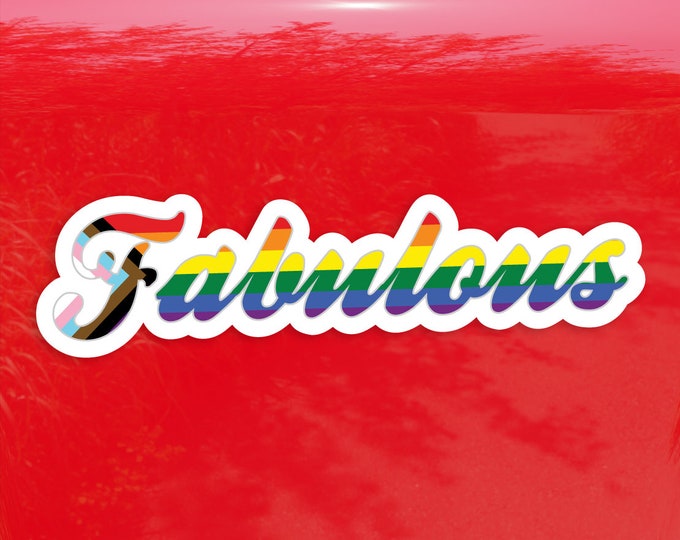 Fabulous Calligraphy Progress Pride Flag LGBTQ POC Transgender Flag - Vibrant Color Vinyl Decal Sticker