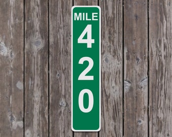 Cannabis Homebody Accents  Mile Marker 420 6"x16" Metal Sign TFD2420 Rustic 