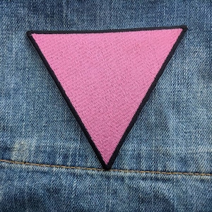 Pink Triangle - Gay and Lesbian LGBTQ Support Pride Symbol - 4 inch Iron-on Embroidered Patch