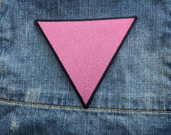 Pink Triangle - Gay and Lesbian LGBTQ Support Pride Symbol - 4 inch Iron-on Embroidered Patch