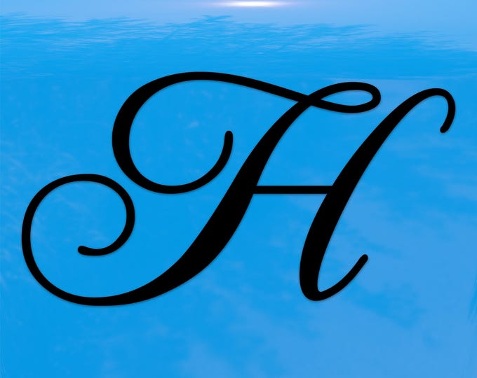 Script Letter H Initial Sticker – Elegant Cursive Monogram Vinyl Decal for Cars and Windows