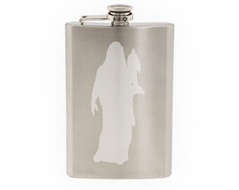Greek Olympians - Demeter Goddess Harvest Marriage Earth- Etched 8 Oz Stainless Steel Flask