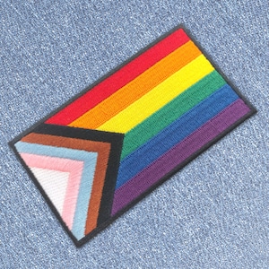 Progress Pride Flag LGBTQ POC Transgender Flag - 4 inch Iron-on Patch