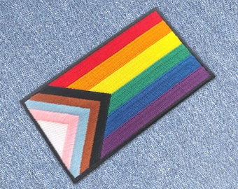 Progress Pride Flag LGBTQ POC Transgender Flag - 4 inch Iron-on Patch
