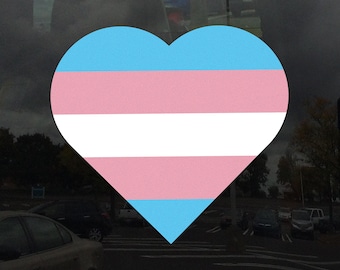 Heart Transgender Pride Flag Static Cling - Vibrant LGBTQ Window Decal for Indoor & Outdoor Use