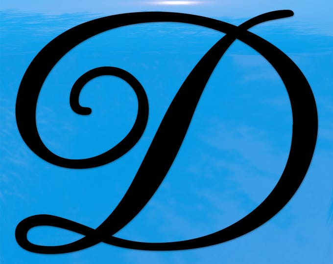 Script Letter D Initial Sticker – Elegant Cursive Monogram Vinyl Decal for Cars and Windows