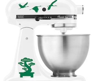 Bonsai Tree and Japanese Crane Theme - Vinyl Decal Set for Kitchen Mixers