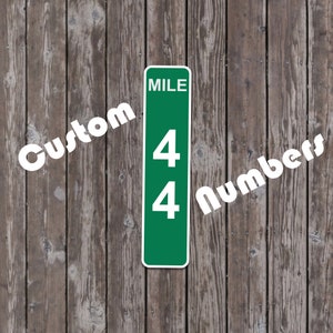 Custom Mile Marker Sign - 17 Inches Tall by 4 Inches Wide Aluminum Sign