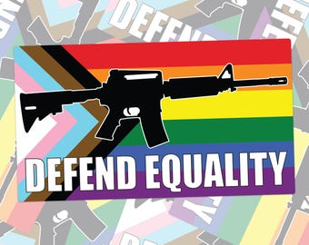 Defend Equality Pride Flag Decal – LGBTQ+ Vinyl Sticker for Cars, Laptops, and Water Bottles