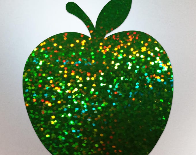 Green Sparkle Glitter Apple Shaped Decal – Vinyl Sticker Compatible with MacBook Neo - Compatible with All Models