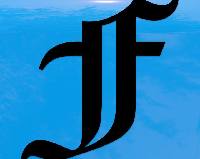 Old English Letter F Sticker - Vinyl Decal for Indoor & Outdoor Use on Cars, ATV, Boats, Windows and More