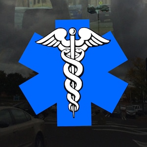 Caduceus Star of Life Symbol EMS EMT Medic - Vibrant Color Vinyl Decal