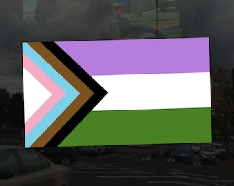 Genderqueer Progress Pride Flag LGBTQ POC Transgender Flag - Vibrant Color Vinyl Decal Sticker