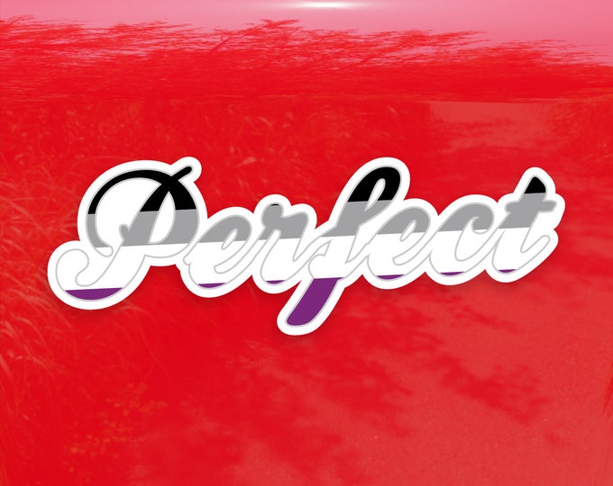 Perfect Calligraphy Asexual Pride Flag - Vibrant Color Vinyl Decal Sticker