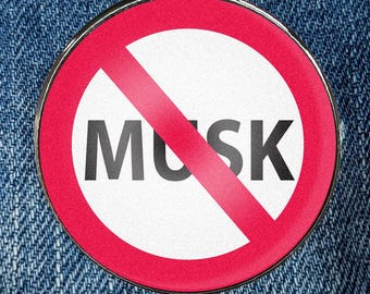 Anti Musk Enamel Pin - Circular Printed Art Metal Enamel Pin Metal with a Protective Gloss Epoxy Finish