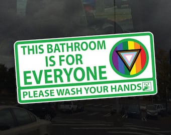 LGBTQ Transgender Inclusive Bathroom Mirror Decal - This Bathroom Is for Everyone - Vibrant Color Vinyl Decal