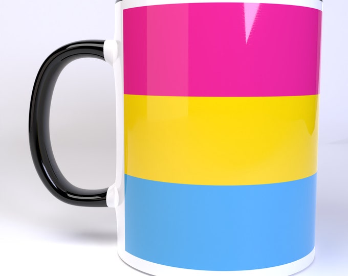 Pansexual Pride Flag - 11 Ounce Ceramic Coffee Mug Teacup Black or White Handle