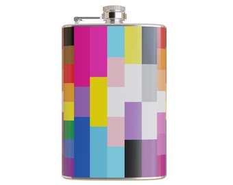 Inclusive Plaid Pride Flag LGBTQ+ Printed Vinyl Wrapped 8 Ounce Stainless Steel Flask