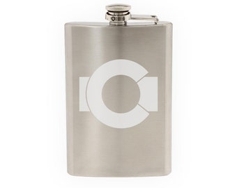 Colorado State Flag - Etched 8 Oz Stainless Steel Flask