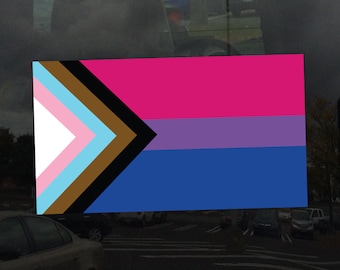 Bisexual Progress Pride Flag LGBTQ POC Transgender Flag - Vibrant Color Vinyl Decal Sticker