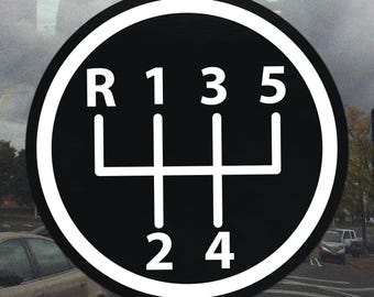 Euro 5-Speed Shift Pattern Window Cling – Dark Color Manual Transmission Sport Style Stick Shift Static Cling for Windows, Glass, & Mirrors