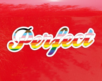 Perfect Calligraphy 11 Stripe Inclusive Rainbow Pride Flag LGBTQ POC Transgender Flag - Vibrant Color Vinyl Decal Sticker