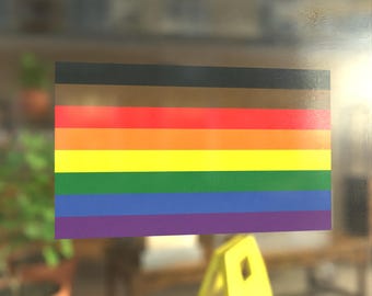 Inclusive Rainbow LGBT Pride Flag LGBTQ - Vibrant Color Static Cling Window Cling - Use Indoor and Outdoor!
