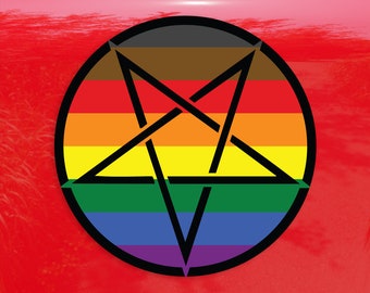 Inverted Pentagram Philadelphia Inclusive Rainbow Pride Flag LGBTQ Flag - Vibrant Color Vinyl Decal Sticker