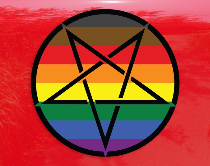 Inverted Pentagram Philadelphia Inclusive Rainbow Pride Flag LGBTQ Flag - Vibrant Color Vinyl Decal Sticker