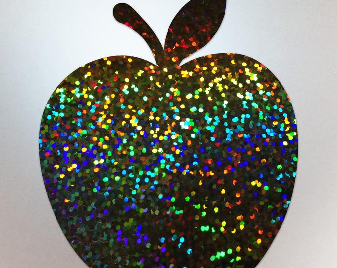 Black Sparkle Glitter Apple Shaped Decal – Vinyl Sticker Compatible with MacBook Neo - Compatible with All Models