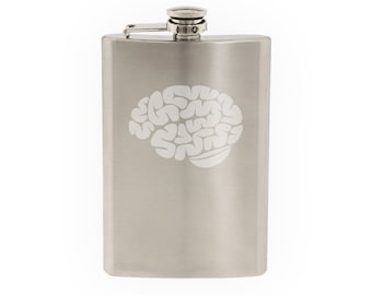 Medical #3- Brain Matter Biology Nervous System Art- Etched 8 Oz Stainless Steel Flask