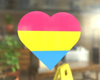 Heart Pansexual Pride Flag - Vibrant Color Static Cling Window Cling - Use Indoor and Outdoor!