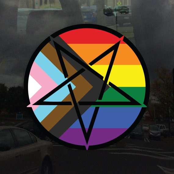 Inverted Pentagram Progress Pride Flag POC Trans LGBTQ Flag