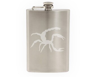 Insect Arachnid- Scorpion Venom Sting #6 - Scorpio logo- Etched 8 Oz Stainless Steel Flask