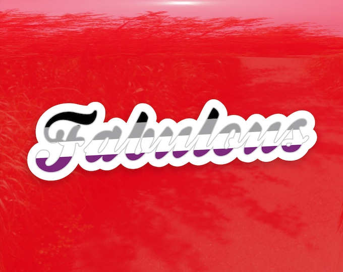 Fabulous Calligraphy Asexual Pride Flag - Vibrant Color Vinyl Decal Sticker